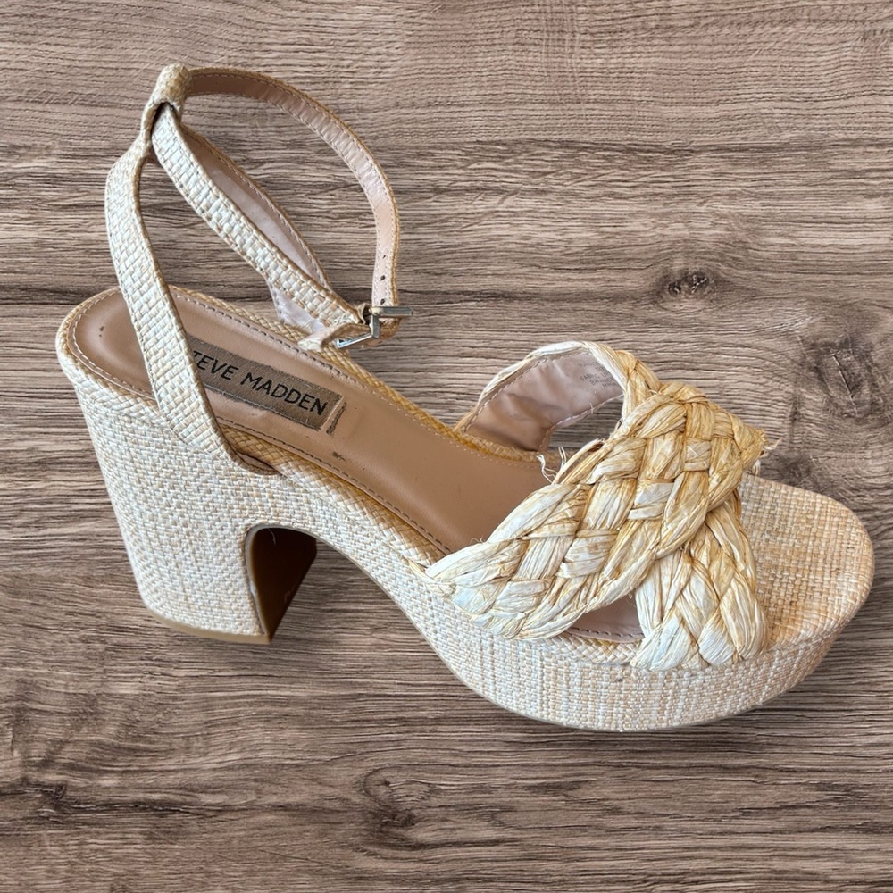 Steve Madden Women's Wicker Tan Platform Sandals